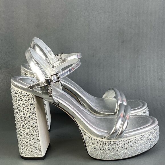 Michael Kors Women Laci Embellished Metallic High Heel Platform Sandal size 9.5 - Picture 1 of 11